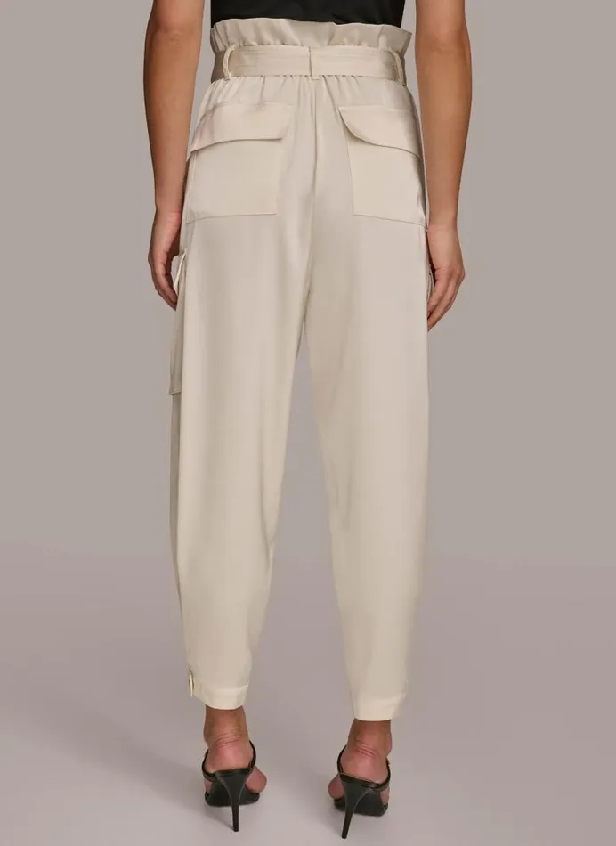 Women CARGO PANT WITH TIE BELT Cream Donna Karan New York Pants Women CARGO PANT WITH TIE BELT Cream Donna Karan New York Pants
