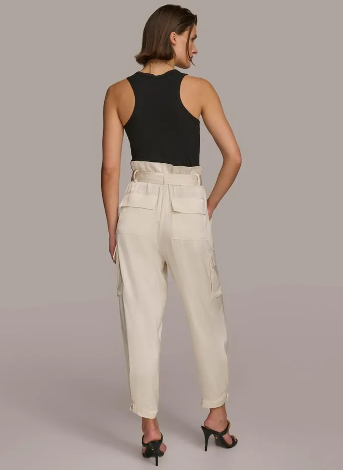 Women CARGO PANT WITH TIE BELT Cream Donna Karan New York Pants Women CARGO PANT WITH TIE BELT Cream Donna Karan New York Pants