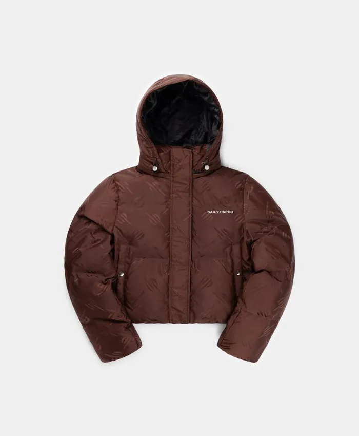 Women Chocolate Brown Monogram Hoella Puffer Daily Paper Jackets
