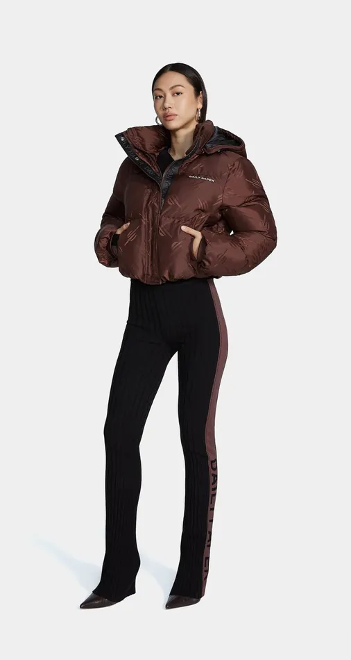 Women Chocolate Brown Monogram Hoella Puffer Daily Paper Jackets Women Chocolate Brown Monogram Hoella Puffer Daily Paper Jackets