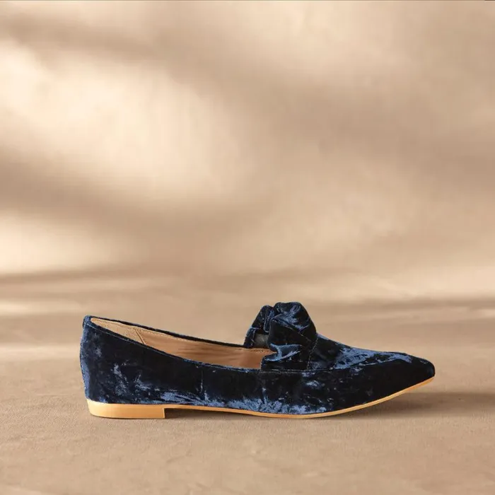 Women Chrystal Velvet Flats Navy Sundance Catalog Shoes