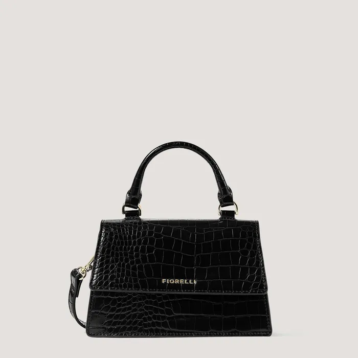 Women Colton Mini TopHandle Bag Black Croc Fiorelli Grab Bags