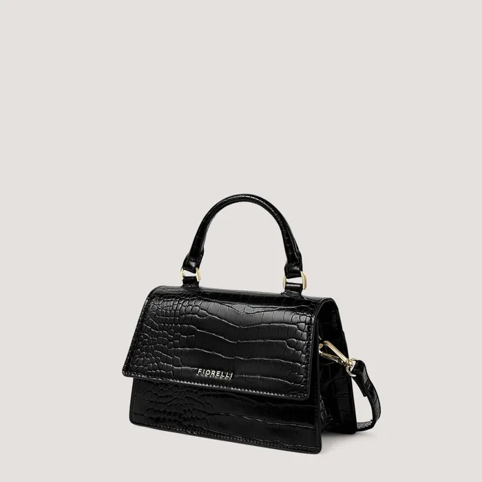 Women Colton Mini TopHandle Bag Black Croc Fiorelli Grab Bags
