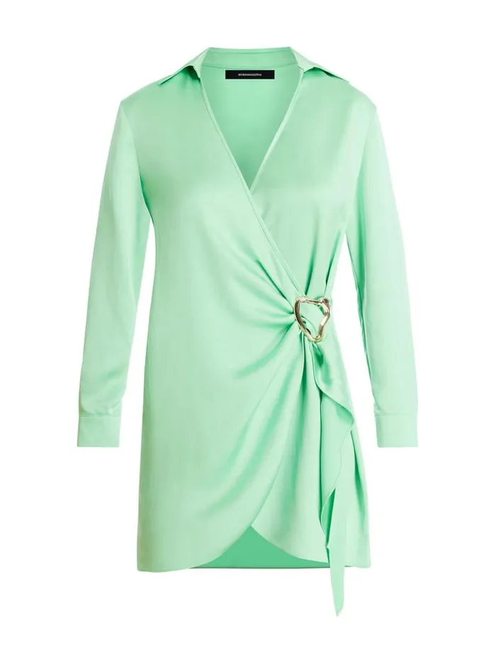 Women Connie Faux Wrap Mini Dress Greengage BCBG Dresses