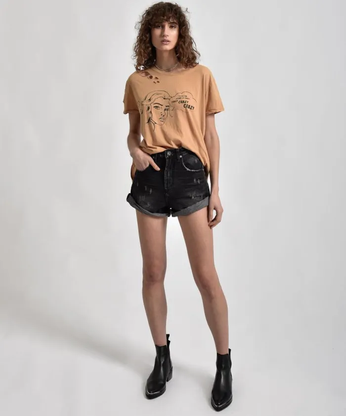 Women CRAZY CRAZY CRAZY TEE One Teaspoon Basic Tees Women CRAZY CRAZY CRAZY TEE One Teaspoon Basic Tees
