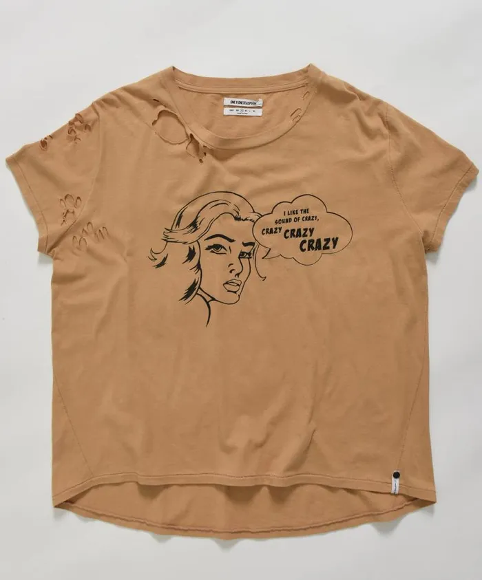 Women CRAZY CRAZY CRAZY TEE One Teaspoon Basic Tees Women CRAZY CRAZY CRAZY TEE One Teaspoon Basic Tees