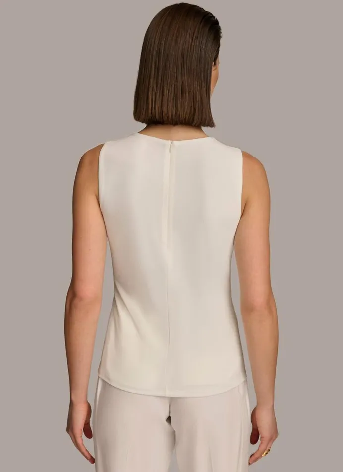 Women CREW NECK WRAP TOP Cream Donna Karan New York Sweaters And Tops Women CREW NECK WRAP TOP Cream Donna Karan New York Sweaters And Tops