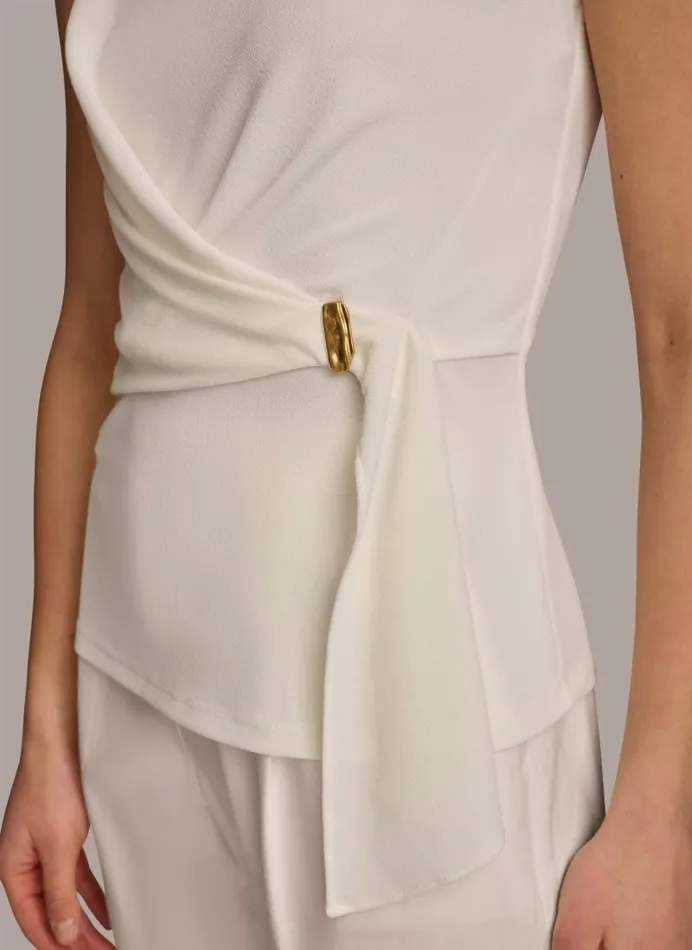 Women CREW NECK WRAP TOP Cream Donna Karan New York Sweaters And Tops Women CREW NECK WRAP TOP Cream Donna Karan New York Sweaters And Tops