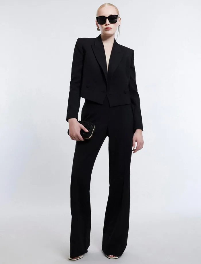 Women Cropped Blazer Black BCBG Suiting Women Cropped Blazer Black BCBG Suiting