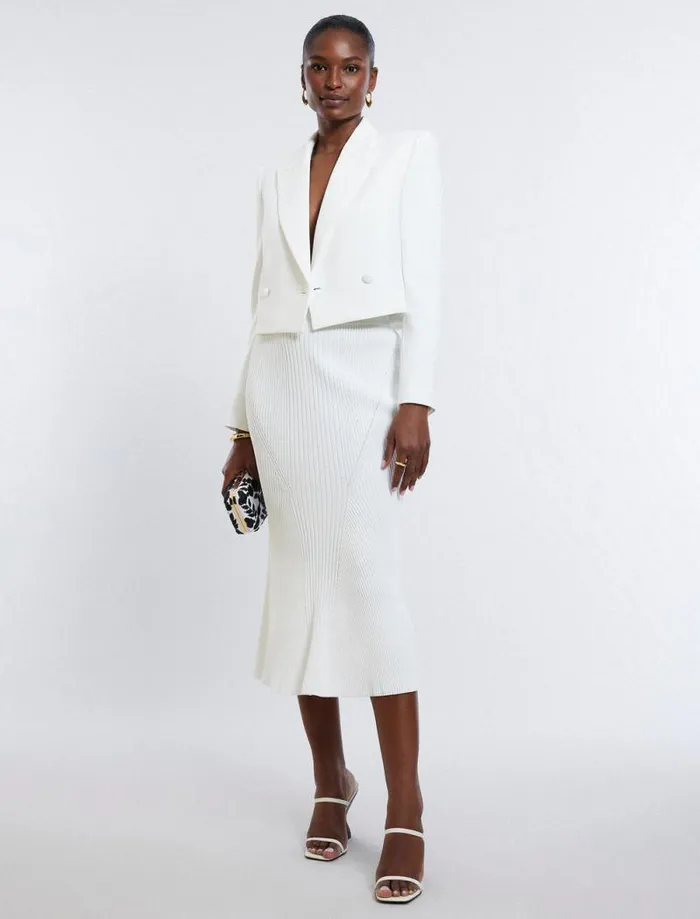 Women Cropped Blazer Gardenia BCBG Jackets and Blazers Women Cropped Blazer Gardenia BCBG Jackets and Blazers