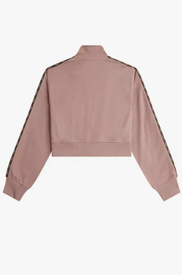 Women Cropped Taped Track Jacket Dark Pink Fred Perry Coats and Jackets