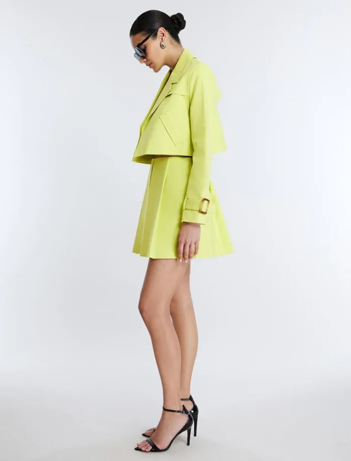 Women Cropped Trench Jacket Yellow Plum BCBG Jackets and Blazers Women Cropped Trench Jacket Yellow Plum BCBG Jackets and Blazers
