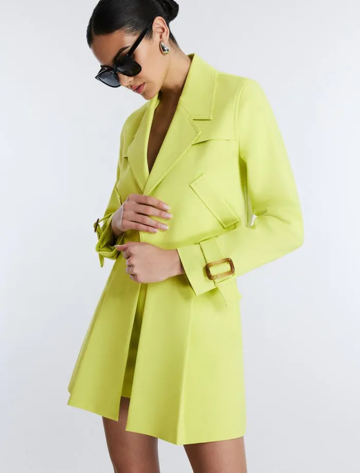 Women Cropped Trench Jacket Yellow Plum BCBG Jackets and Blazers Women Cropped Trench Jacket Yellow Plum BCBG Jackets and Blazers