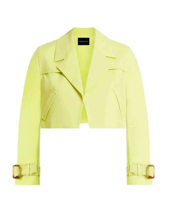 Women Cropped Trench Jacket Yellow Plum BCBG Jackets and Blazers Women Cropped Trench Jacket Yellow Plum BCBG Jackets and Blazers