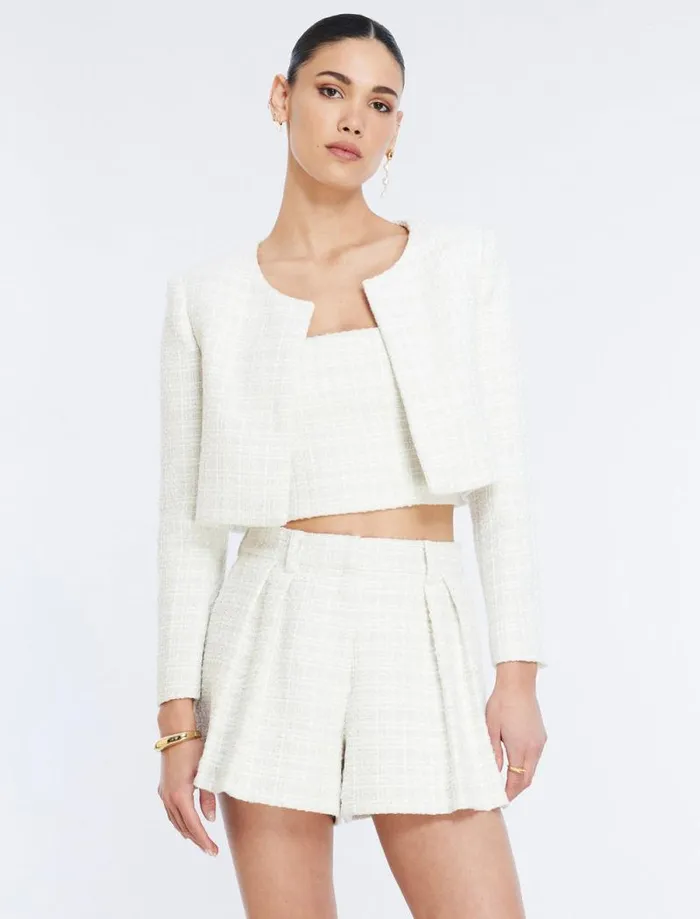 Women Cropped Tweed Jacket Gardenia BCBG Suiting Women Cropped Tweed Jacket Gardenia BCBG Suiting