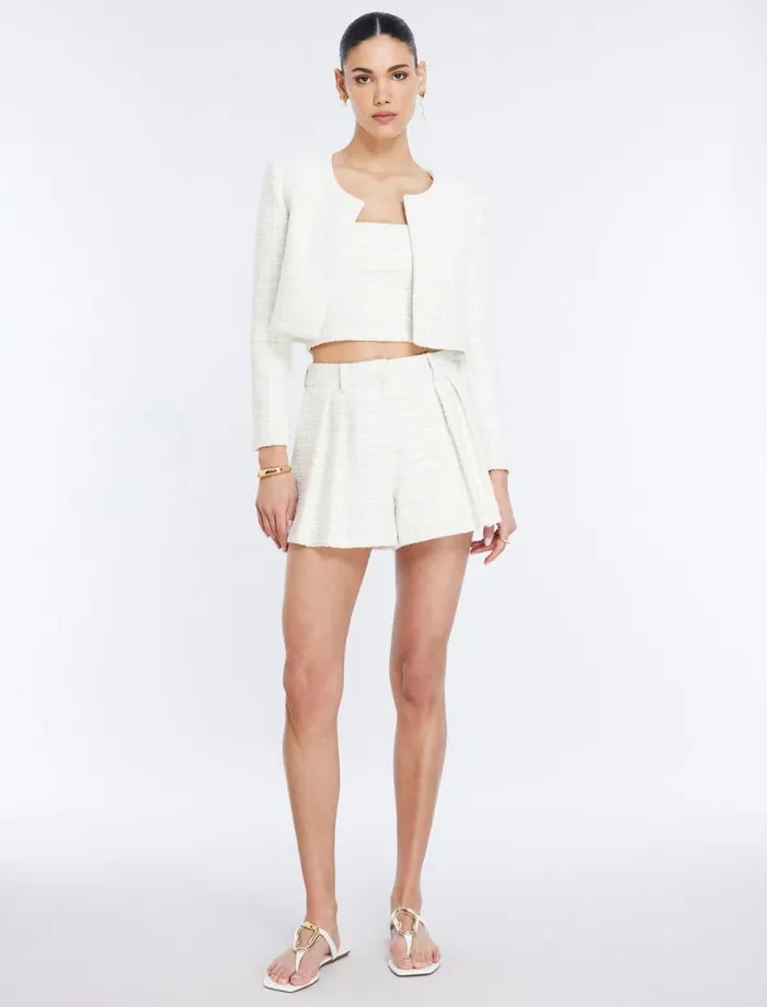 Women Cropped Tweed Jacket Gardenia BCBG Suiting Women Cropped Tweed Jacket Gardenia BCBG Suiting
