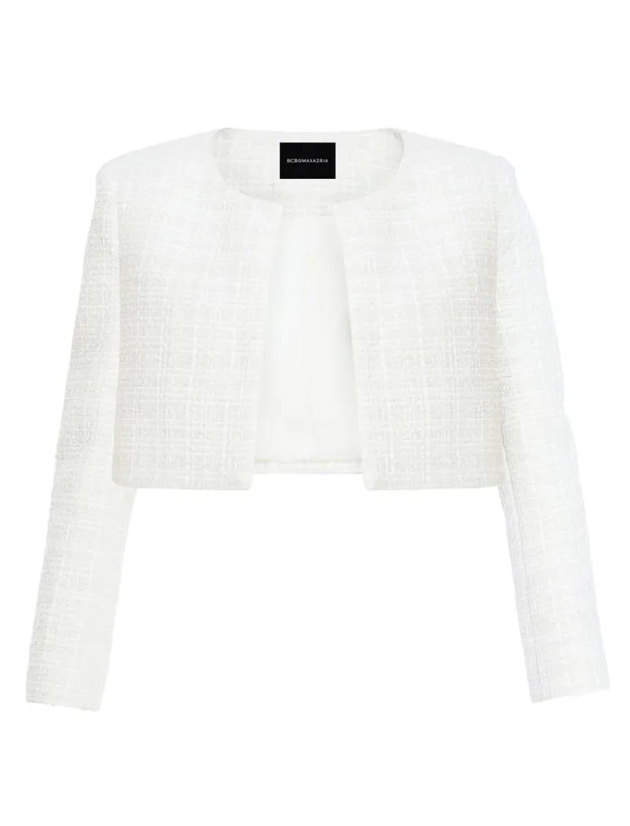 Women Cropped Tweed Jacket Gardenia BCBG Suiting Women Cropped Tweed Jacket Gardenia BCBG Suiting