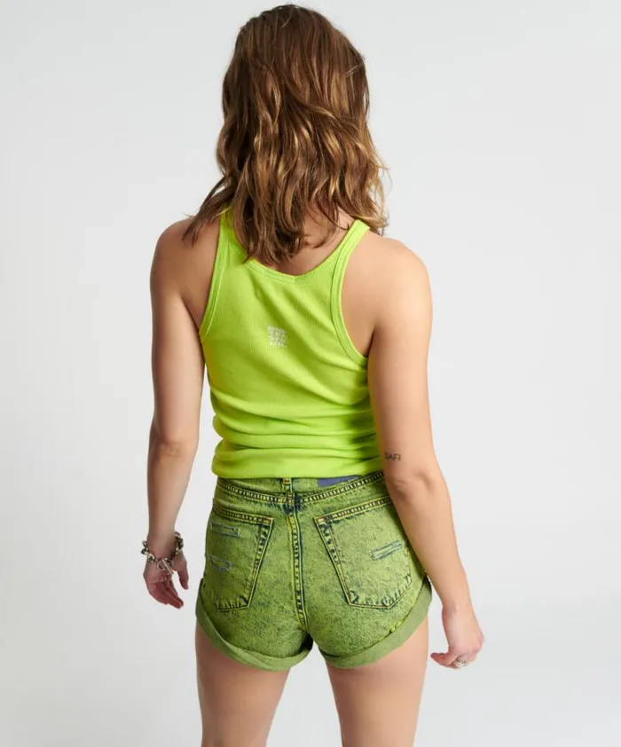 Women CYBER LIME ONE TEASPOON LOGO SINGLET One Teaspoon Tees and Tanks Women CYBER LIME ONE TEASPOON LOGO SINGLET One Teaspoon Tees and Tanks