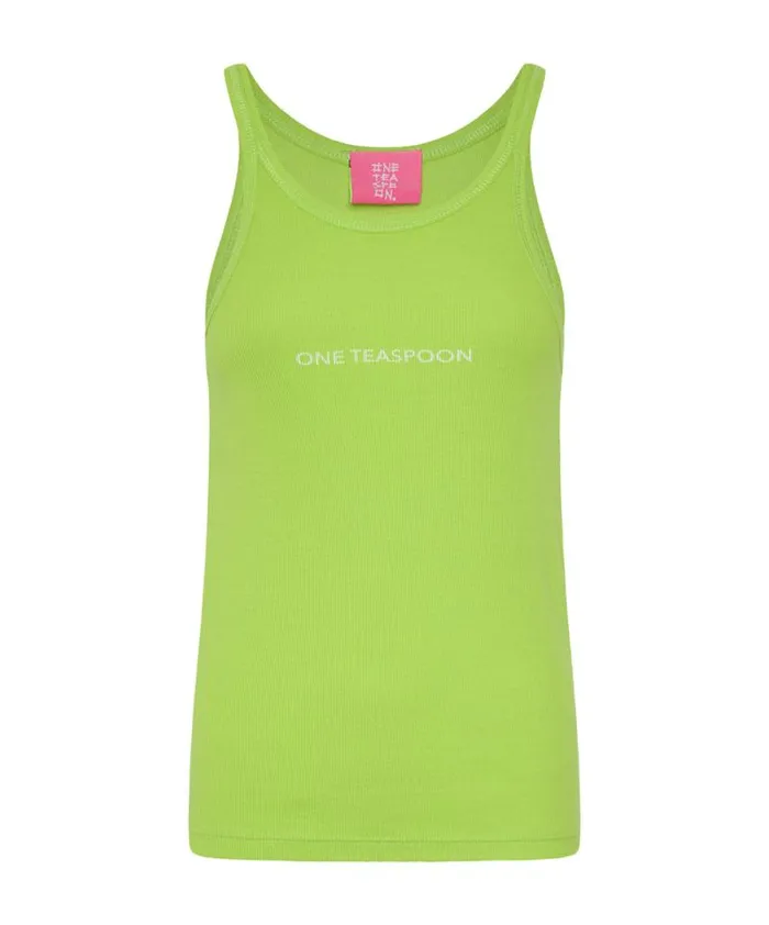 Women CYBER LIME ONE TEASPOON LOGO SINGLET One Teaspoon Tees and Tanks Women CYBER LIME ONE TEASPOON LOGO SINGLET One Teaspoon Tees and Tanks