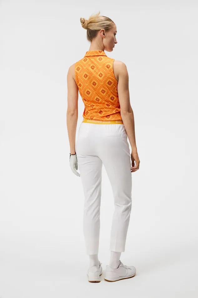 Women Dena Print Sleeveless Top Orange Diamond Logo JLindeberg Polo Shirts Women Dena Print Sleeveless Top Orange Diamond Logo JLindeberg Polo Shirts