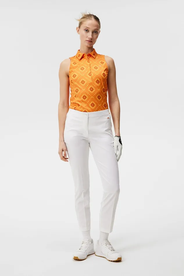 Women Dena Print Sleeveless Top Orange Diamond Logo JLindeberg Polo Shirts Women Dena Print Sleeveless Top Orange Diamond Logo JLindeberg Polo Shirts