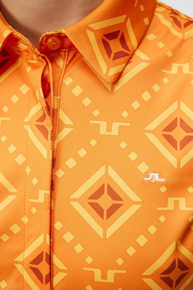 Women Dena Print Sleeveless Top Orange Diamond Logo JLindeberg Polo Shirts Women Dena Print Sleeveless Top Orange Diamond Logo JLindeberg Polo Shirts