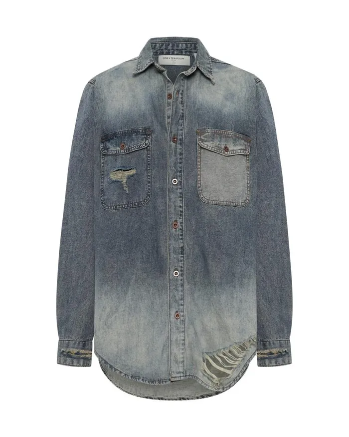 Women DIRTY BLUE EVERYDAY DENIM SHIRT One Teaspoon Denim Tops Women DIRTY BLUE EVERYDAY DENIM SHIRT One Teaspoon Denim Tops