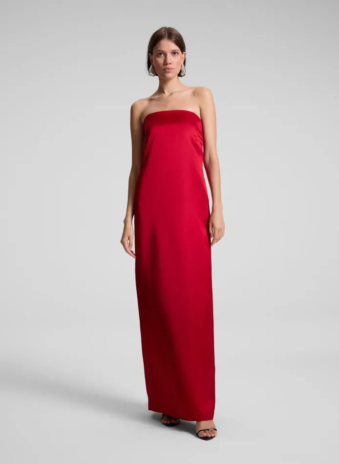 Women Dresses ALC Ani Strapless Satin Gown Really Red