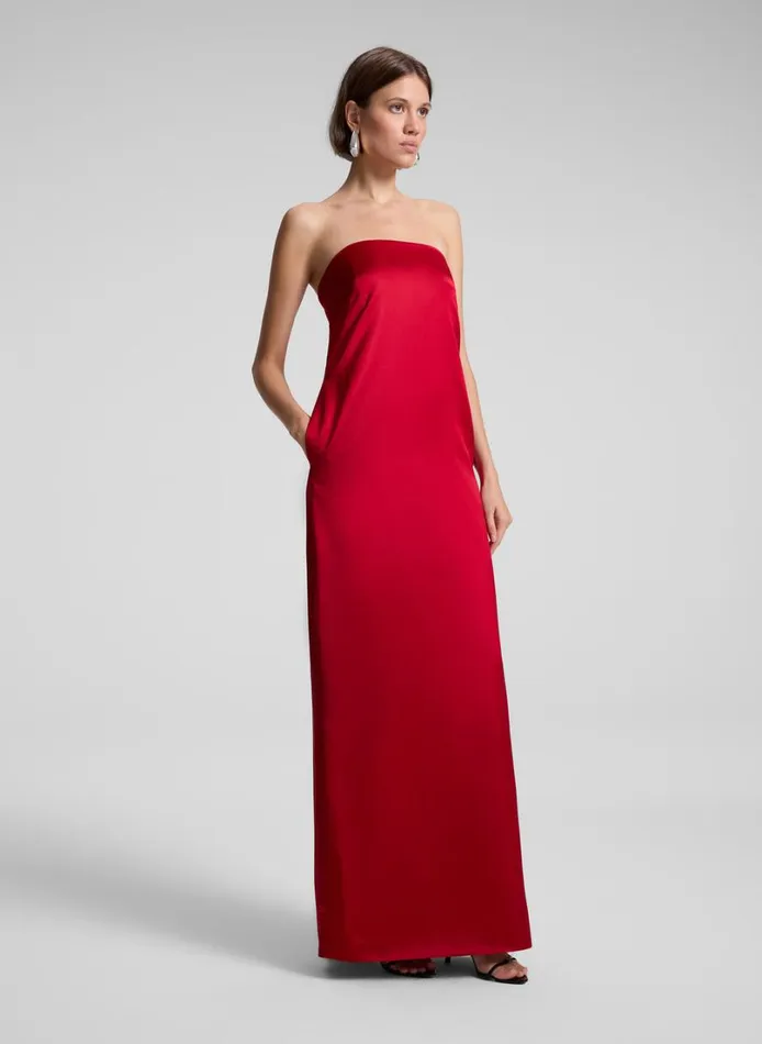 Women Dresses ALC Ani Strapless Satin Gown Really Red