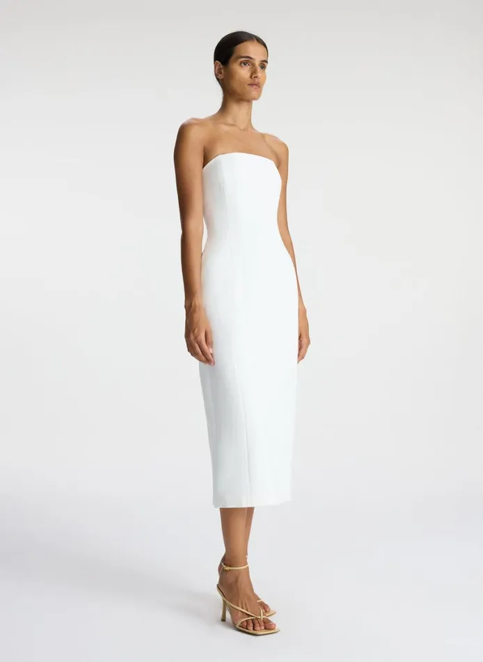 Women Dresses ALC Elizabeth Strapless Midi Dress White