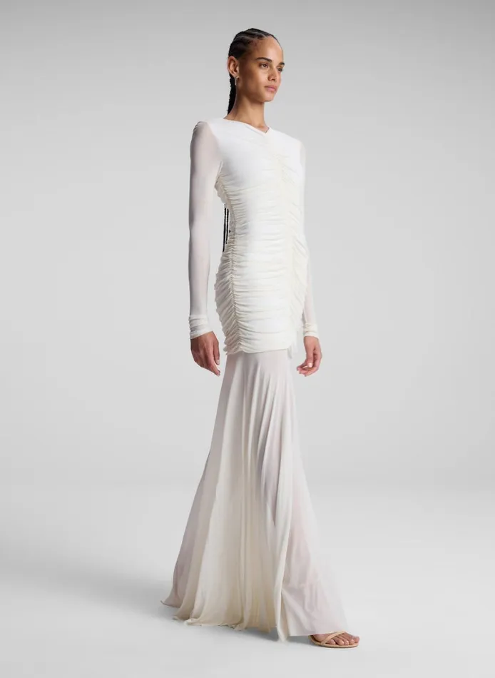 Women Dresses ALC Fawn Ruched Mesh Maxi Dress Off White