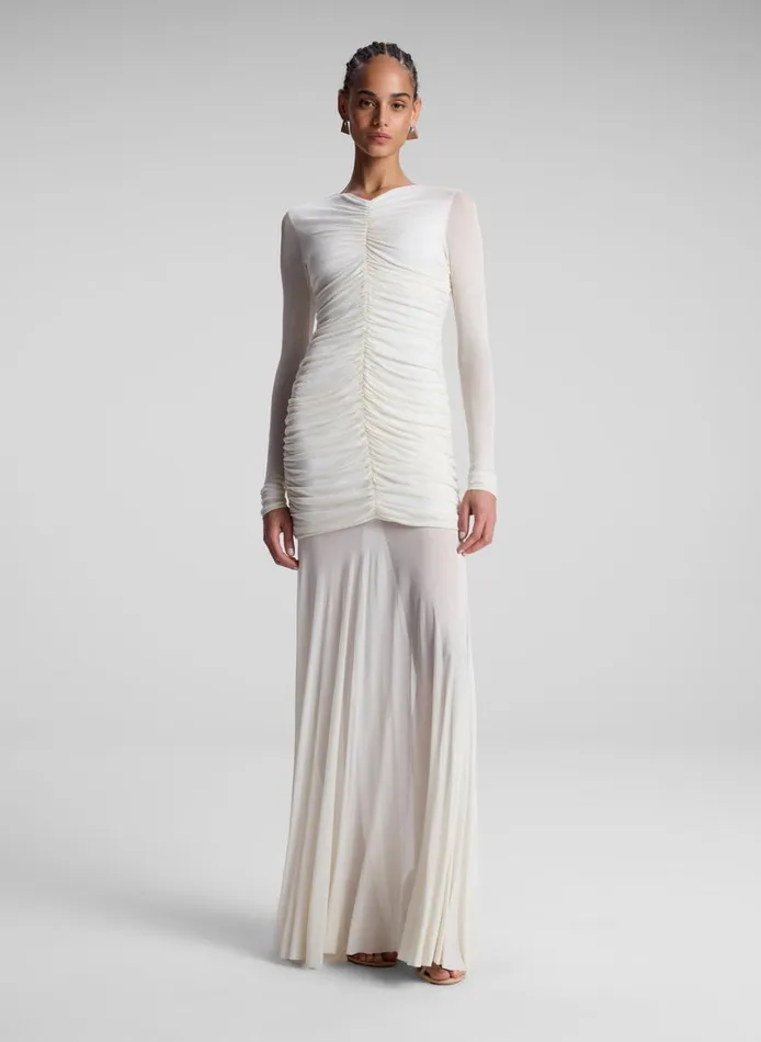 Women Dresses ALC Fawn Ruched Mesh Maxi Dress Off White