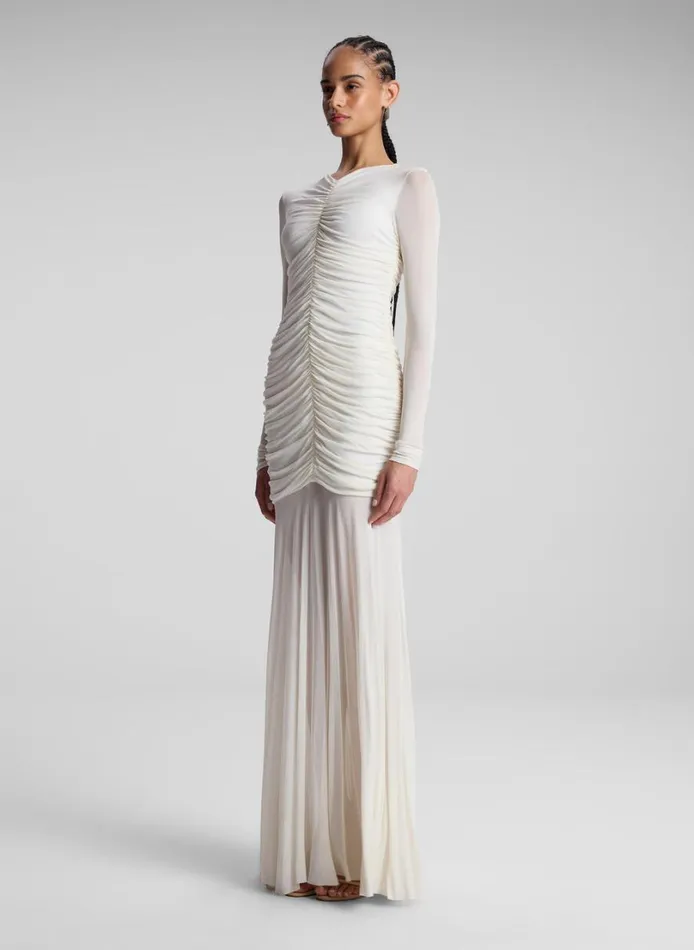 Women Dresses ALC Fawn Ruched Mesh Maxi Dress Off White