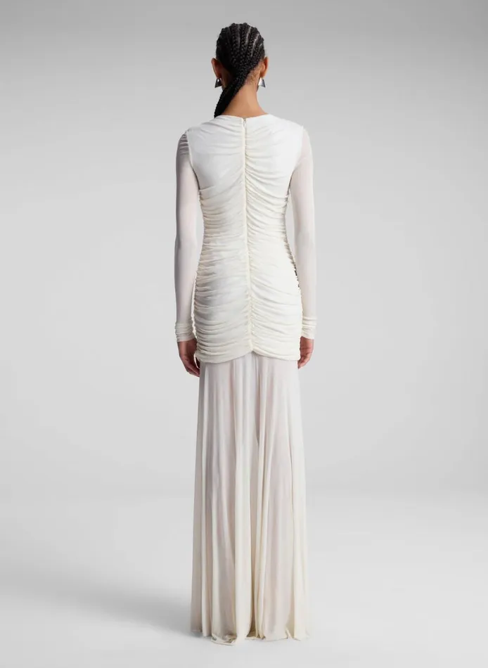 Women Dresses ALC Fawn Ruched Mesh Maxi Dress Off White
