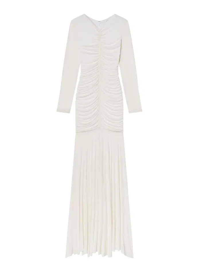 Women Dresses ALC Fawn Ruched Mesh Maxi Dress Off White