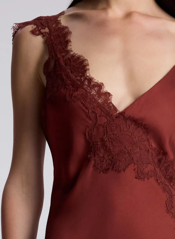 Women Dresses ALC Stella Satin And Lace Midi Dress Bosco