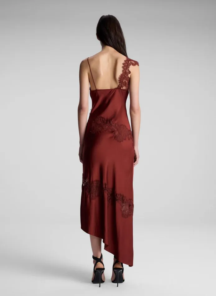 Women Dresses ALC Stella Satin And Lace Midi Dress Bosco
