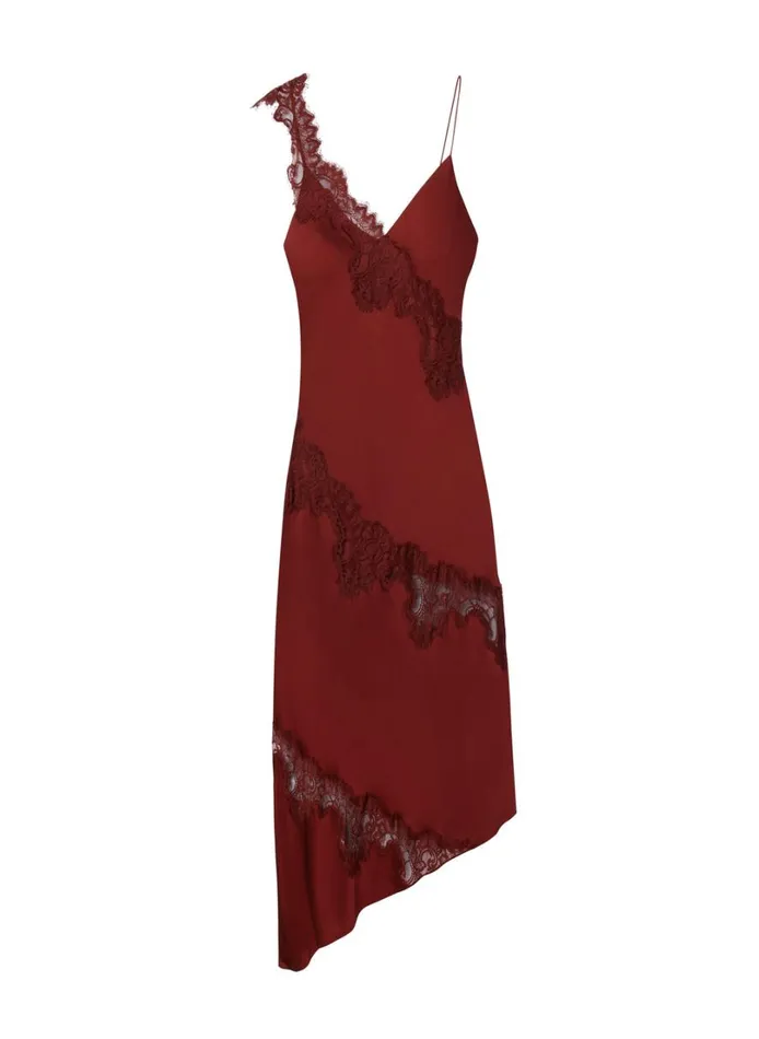 Women Dresses ALC Stella Satin And Lace Midi Dress Bosco
