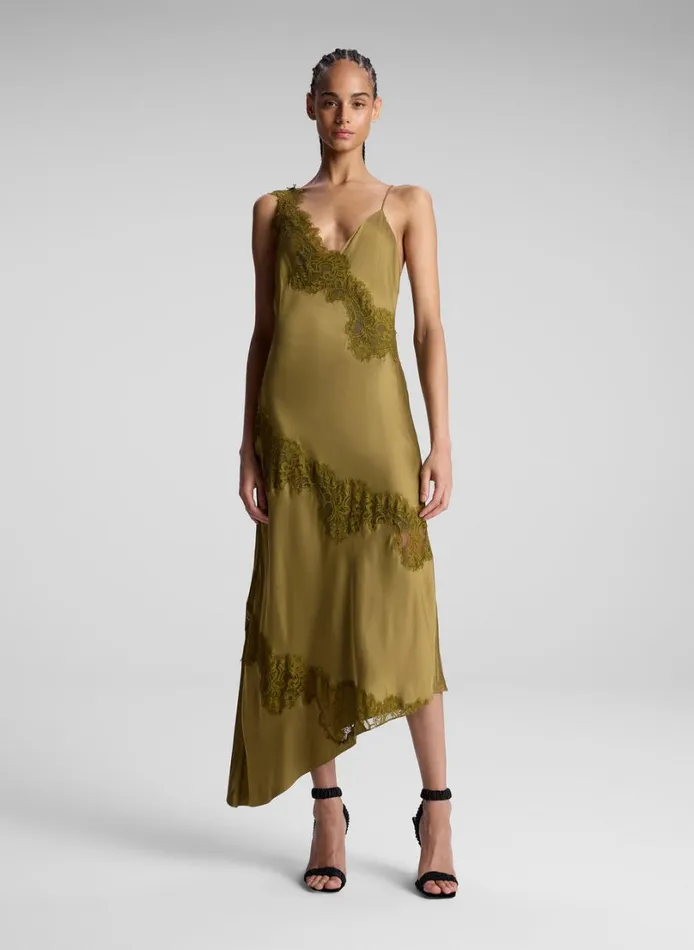 Women Dresses ALC Stella Satin And Lace Midi Dress Pyrite