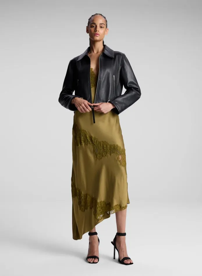 Women Dresses ALC Stella Satin And Lace Midi Dress Pyrite