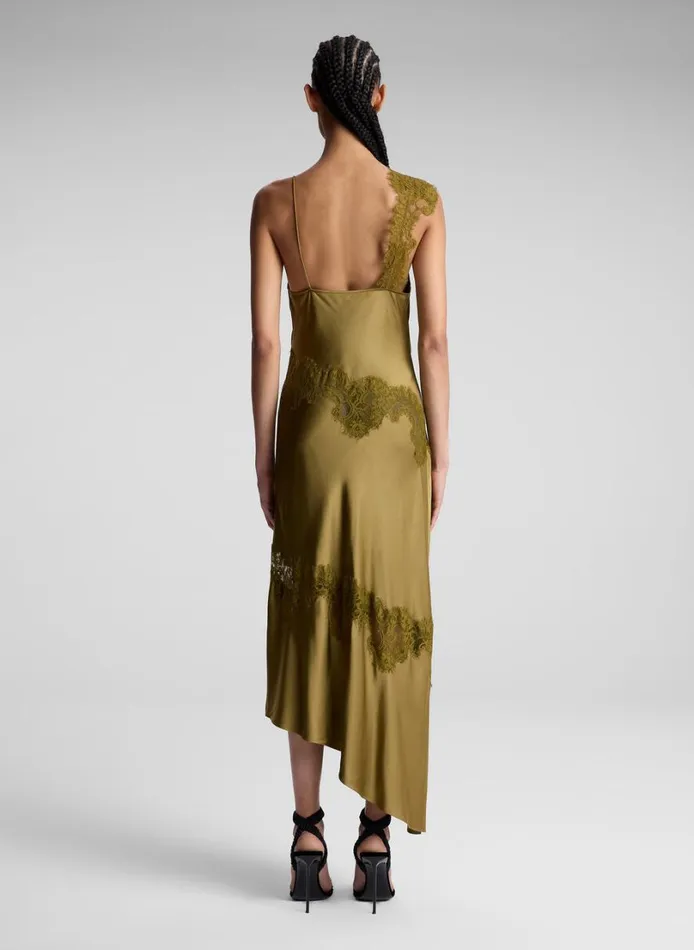 Women Dresses ALC Stella Satin And Lace Midi Dress Pyrite