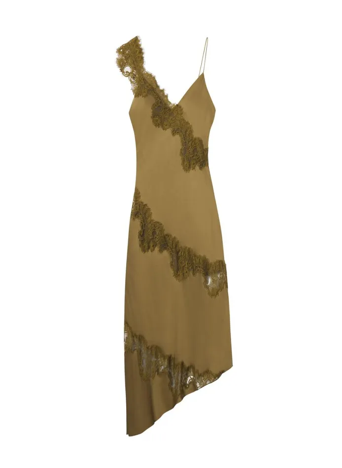 Women Dresses ALC Stella Satin And Lace Midi Dress Pyrite