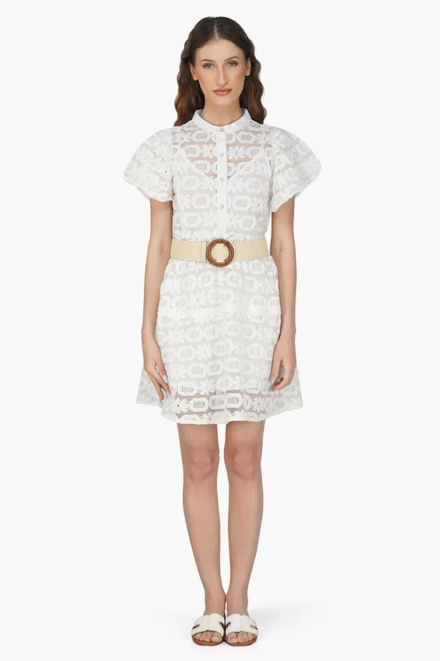 Women Dresses America and Beyond Snowwhite Lace Short Dress