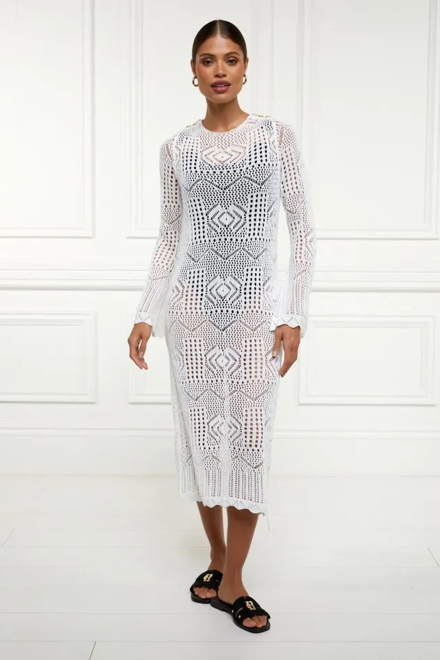 Women Dresses Holland Cooper Crochet Beach Dress White Women Dresses Holland Cooper Crochet Beach Dress White