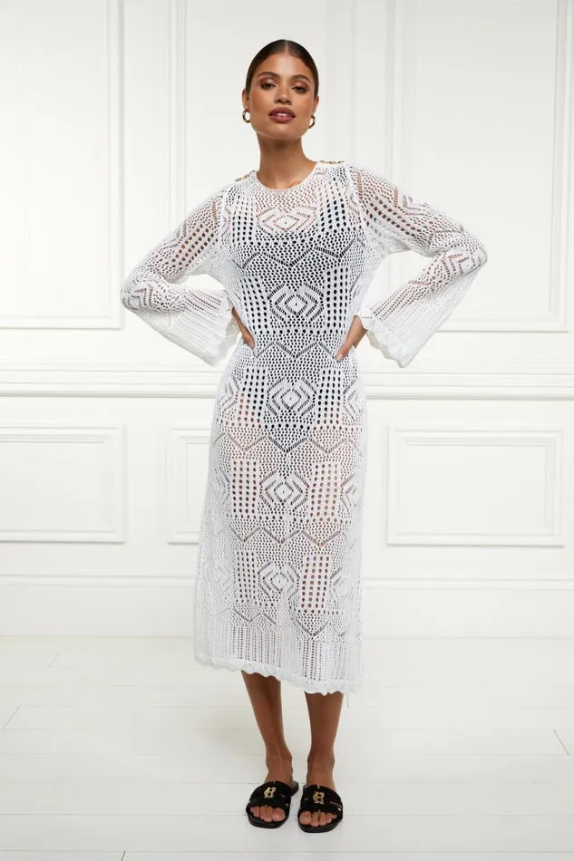 Women Dresses Holland Cooper Crochet Beach Dress White Women Dresses Holland Cooper Crochet Beach Dress White