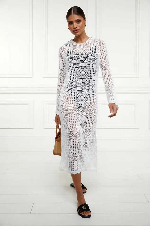 Women Dresses Holland Cooper Crochet Beach Dress White Women Dresses Holland Cooper Crochet Beach Dress White