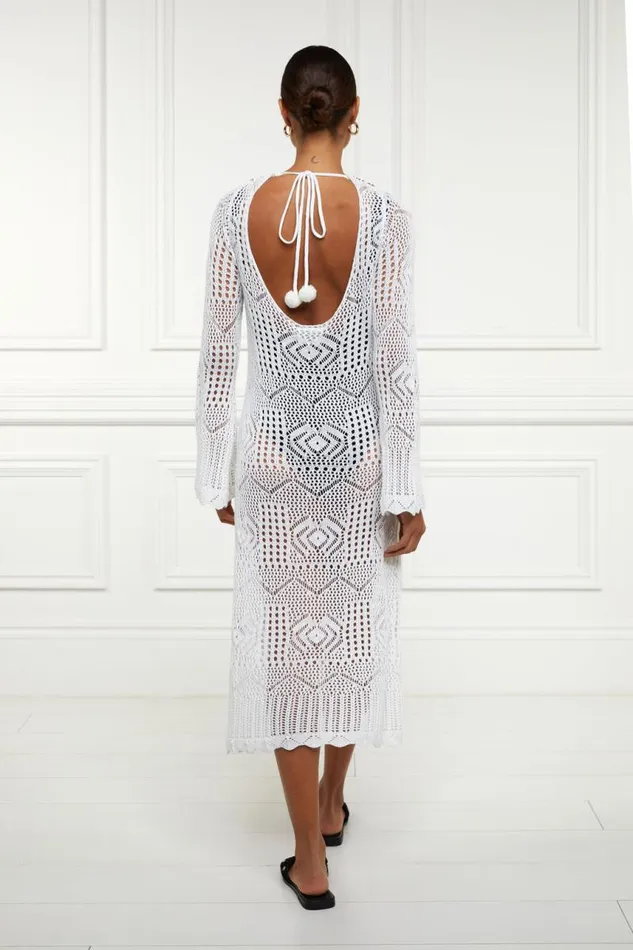Women Dresses Holland Cooper Crochet Beach Dress White Women Dresses Holland Cooper Crochet Beach Dress White