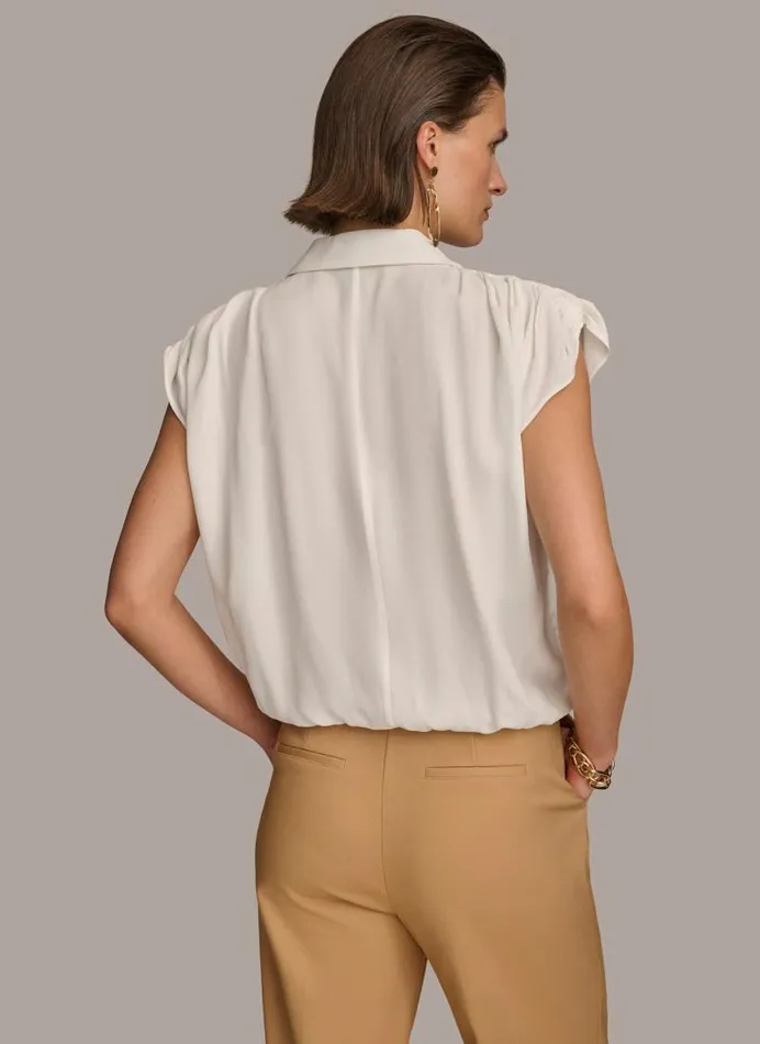 Women ELASTIC HEM BLOUSE Cream Donna Karan New York Sweaters And Tops Women ELASTIC HEM BLOUSE Cream Donna Karan New York Sweaters And Tops