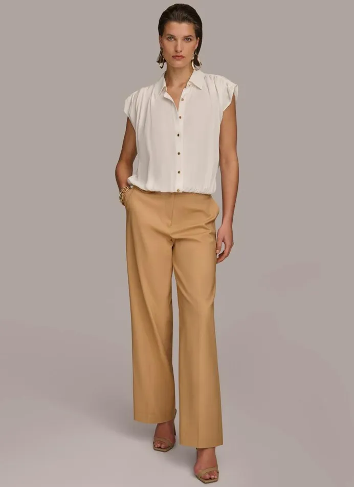 Women ELASTIC HEM BLOUSE Cream Donna Karan New York Sweaters And Tops Women ELASTIC HEM BLOUSE Cream Donna Karan New York Sweaters And Tops