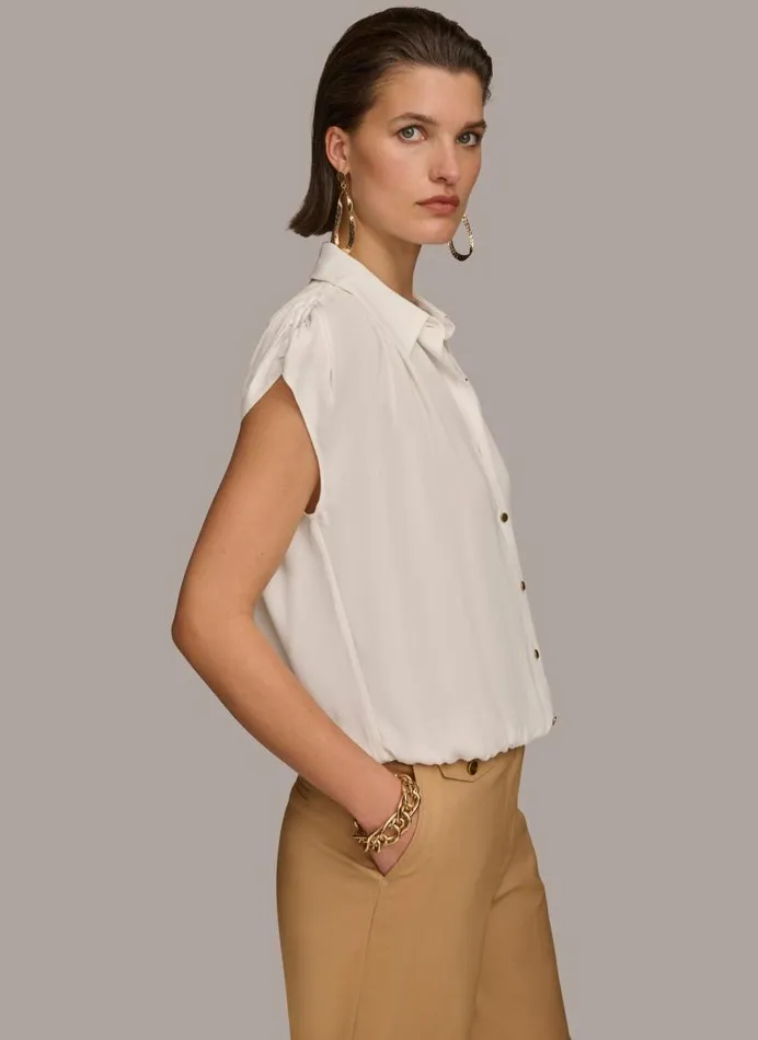 Women ELASTIC HEM BLOUSE Cream Donna Karan New York Sweaters And Tops Women ELASTIC HEM BLOUSE Cream Donna Karan New York Sweaters And Tops